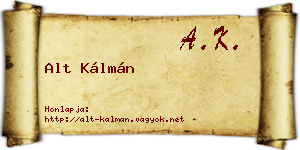 Alt Kálmán névjegykártya